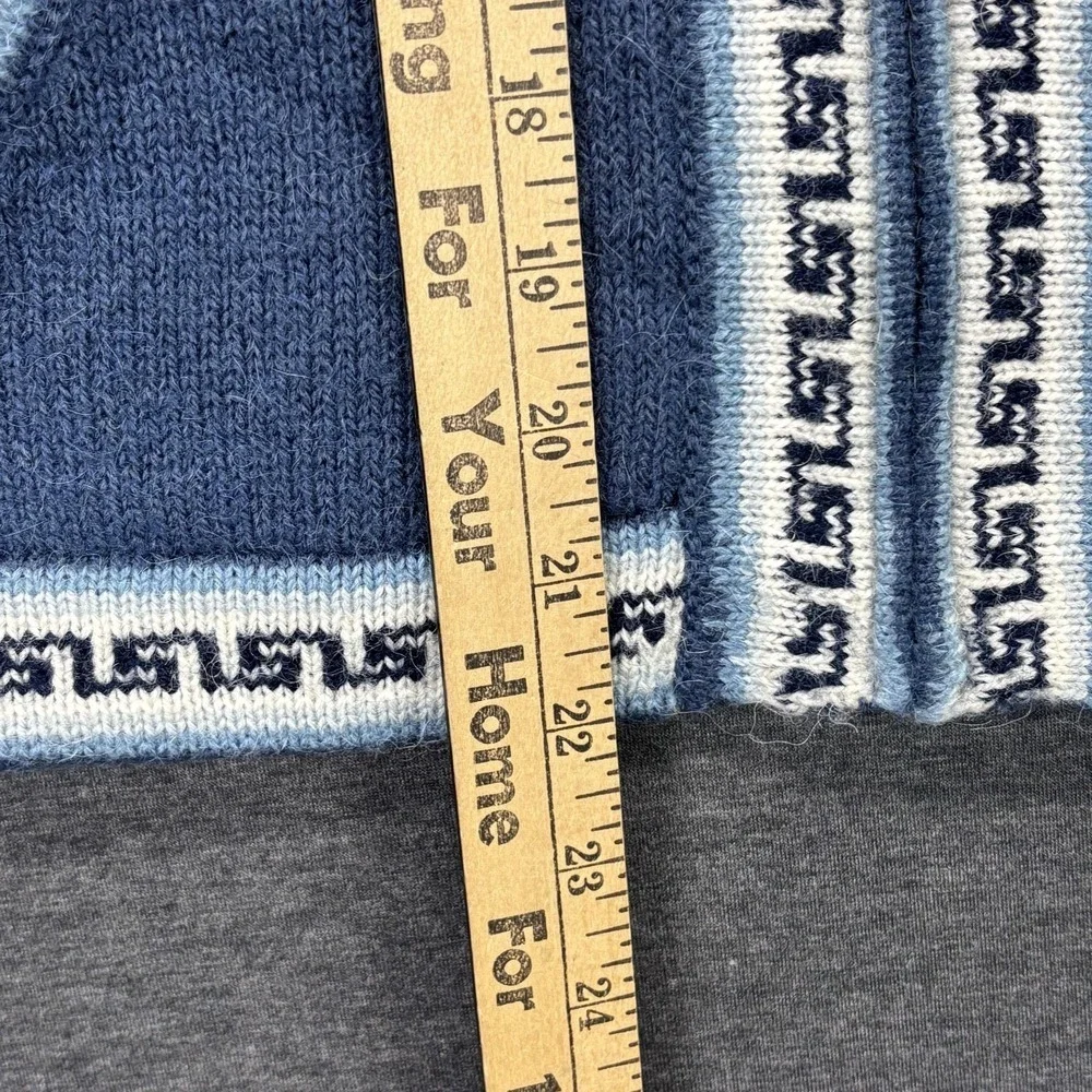 Gold Quality Sweater Womens Small Blue Alpaca Hooded Full Zip Llama Fair Isle